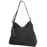 Gucci Gg Shoulder Bag Hobo Tassel Woven Canvas Brown